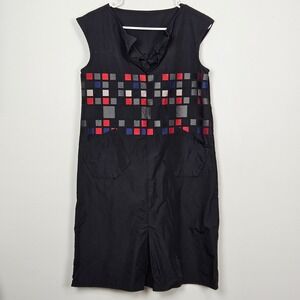 Babette SF Shift Dress Sz XS Black Geometric Square Mosaic Art to Wear 15D 0116